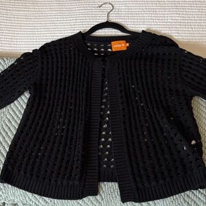 Black Open-Knit Women's Cardigan